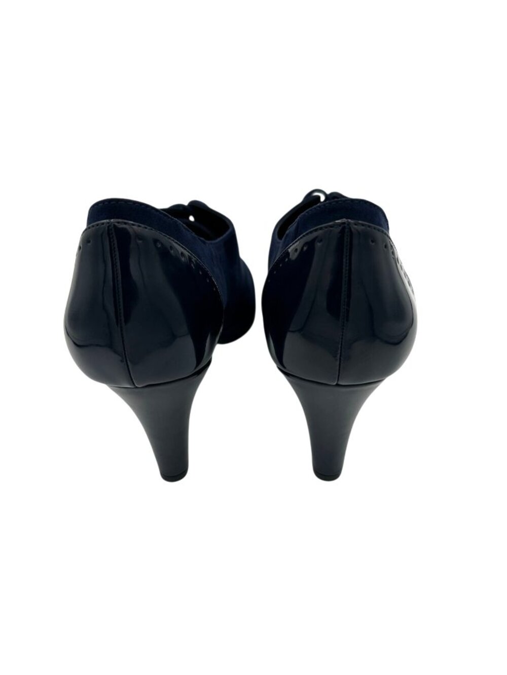Giani Bernini Heels Womens Size 11 Lace-Up Oxfords Navy Suede Patent Leather - Picture 5 of 15